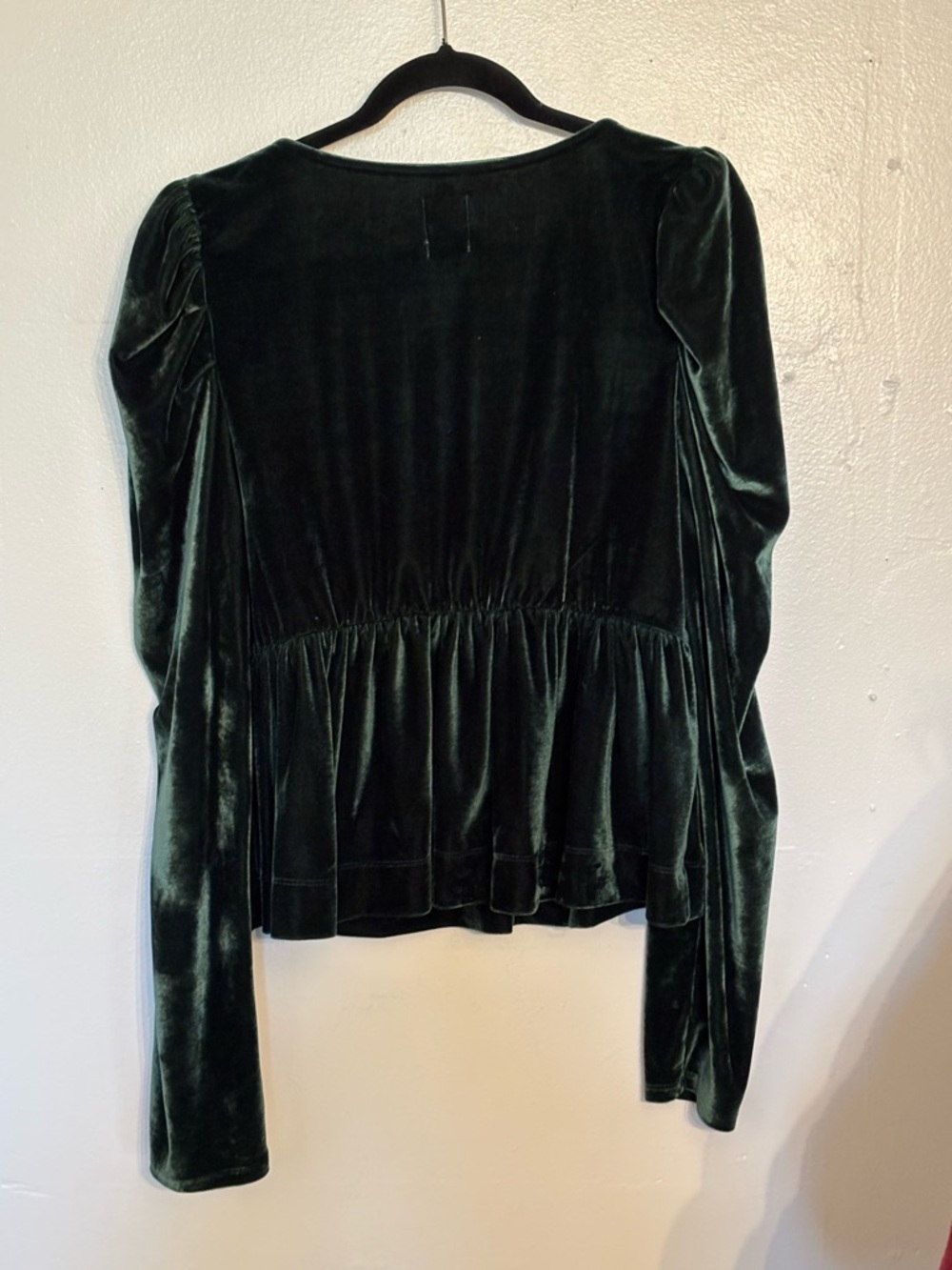 Maeve Dark Green Velvet Peplum Blouse